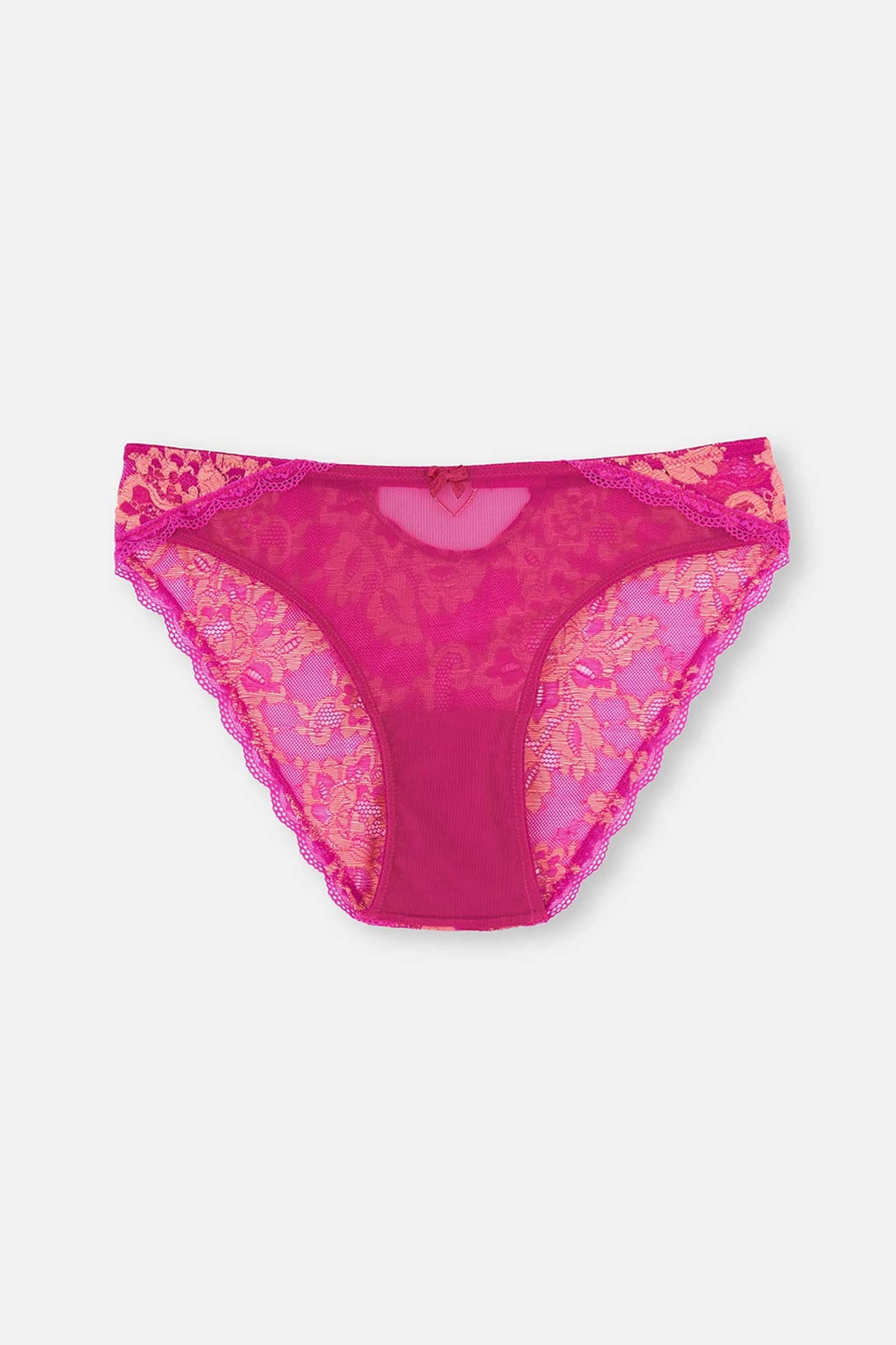Pembe Tül Detaylı Dantelli Slip