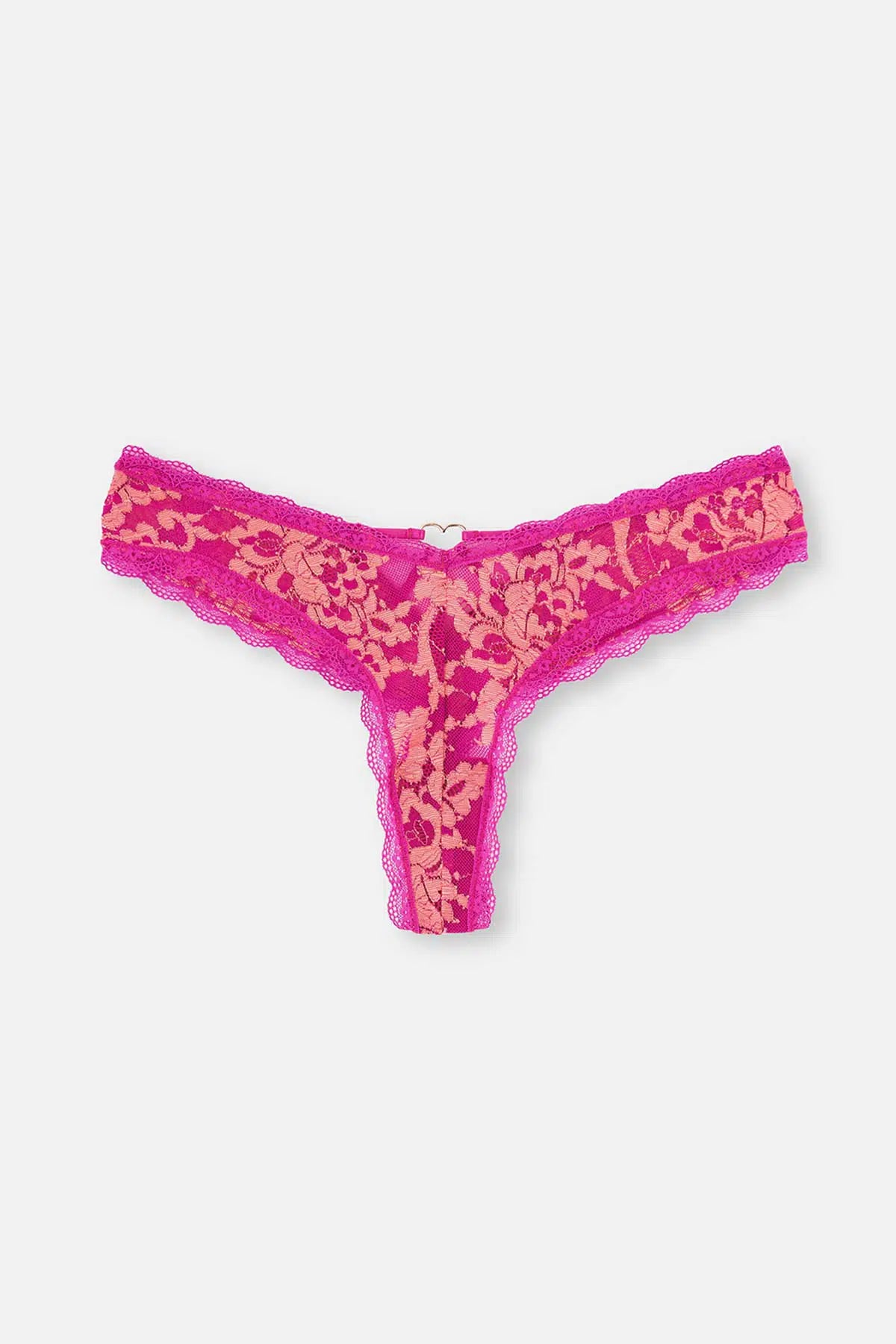 Pembe Dantel Detaylı Tanga
