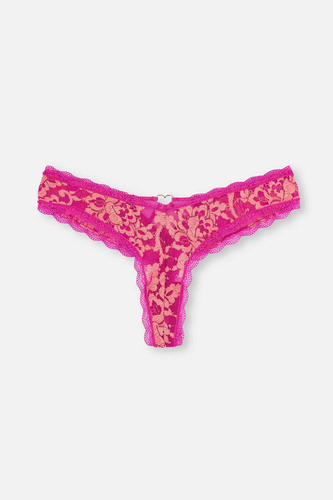 Pembe Dantel Detaylı Tanga