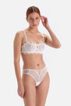 Beyaz Bride Şerit Detaylı Brazilian Külot
