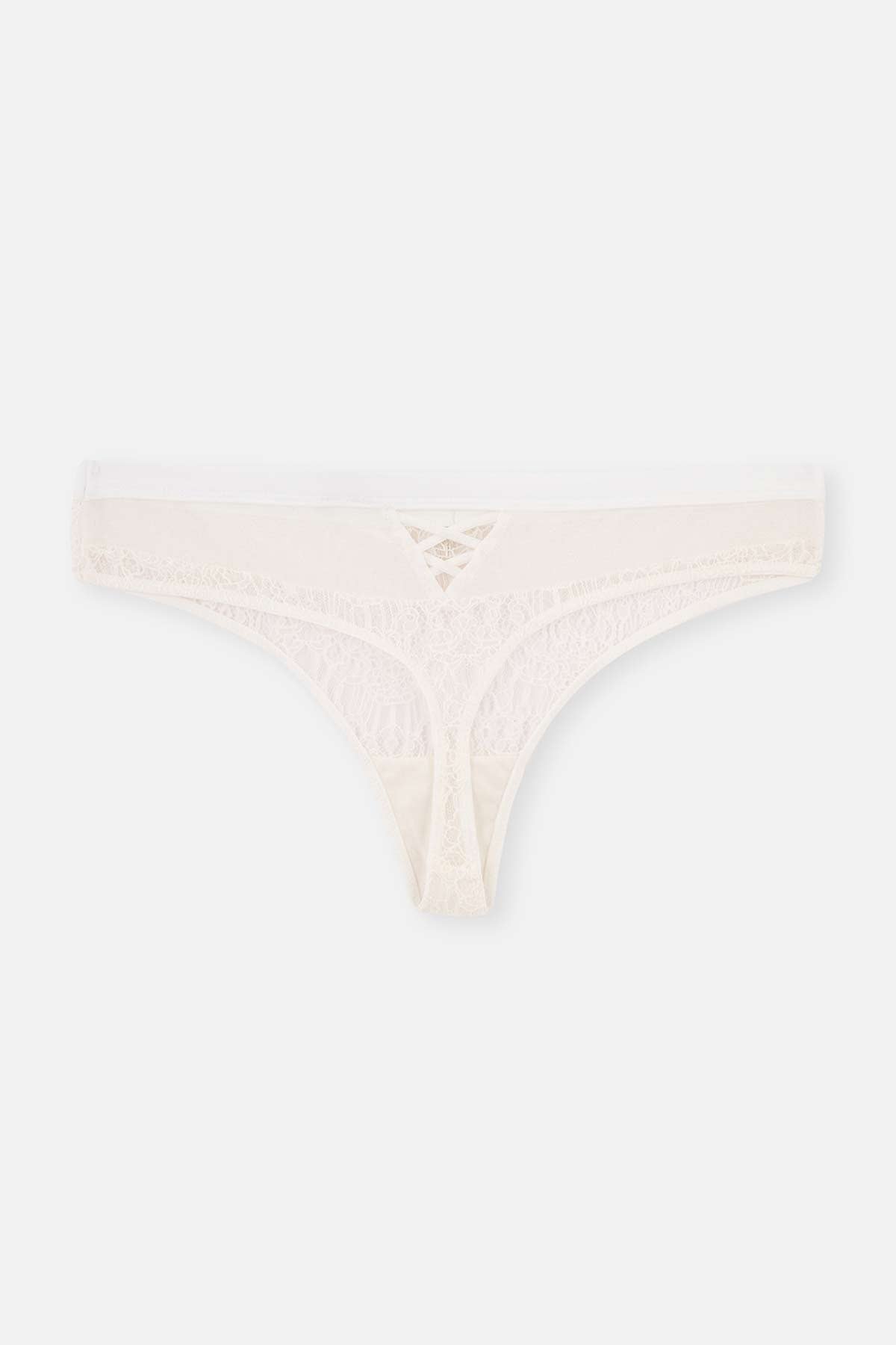 Beyaz Bride Dantel Detaylı Arka Form Thong Külot