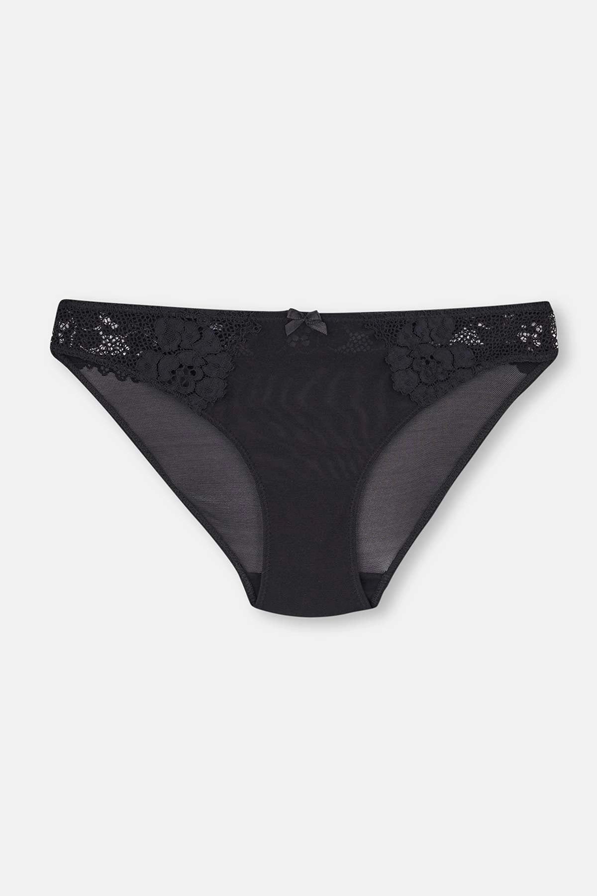 Siyah Dantel Detaylı Mikro Slip