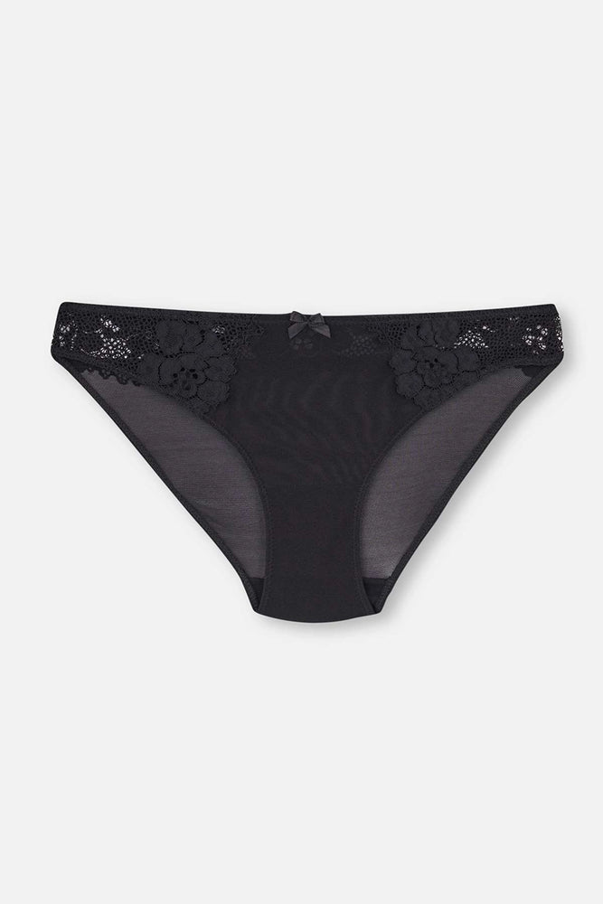 Siyah Dantel Detaylı Mikro Slip