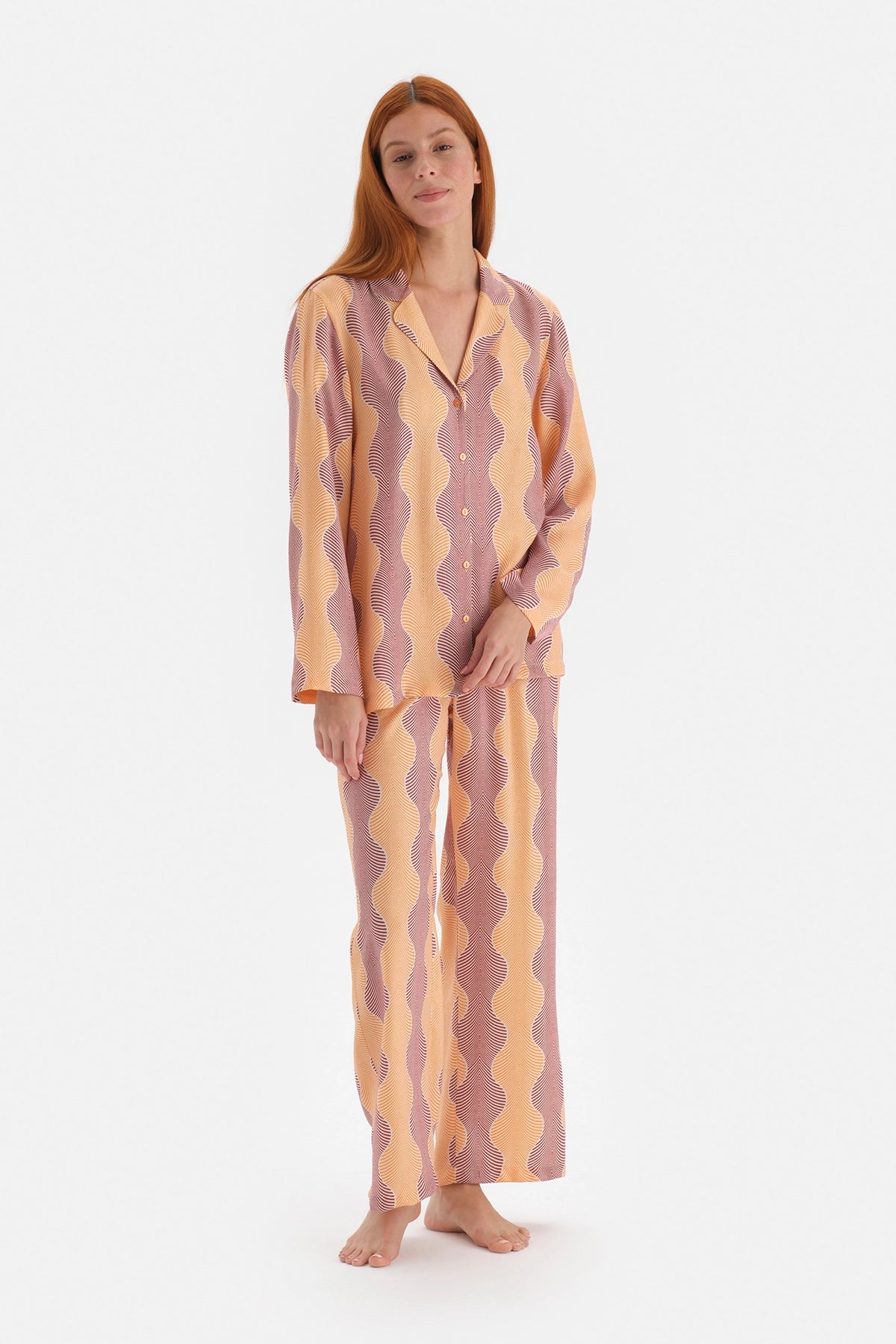 Sarı Simli Saten Pantolon Pijama Altı