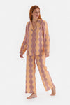 Sarı Simli Saten Pantolon Pijama Altı