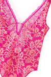 Pembe Şerit Detaylı Dantel Bodysuit