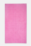Pembe Çizgi Dokulu Düz Renk Havlu 85X150