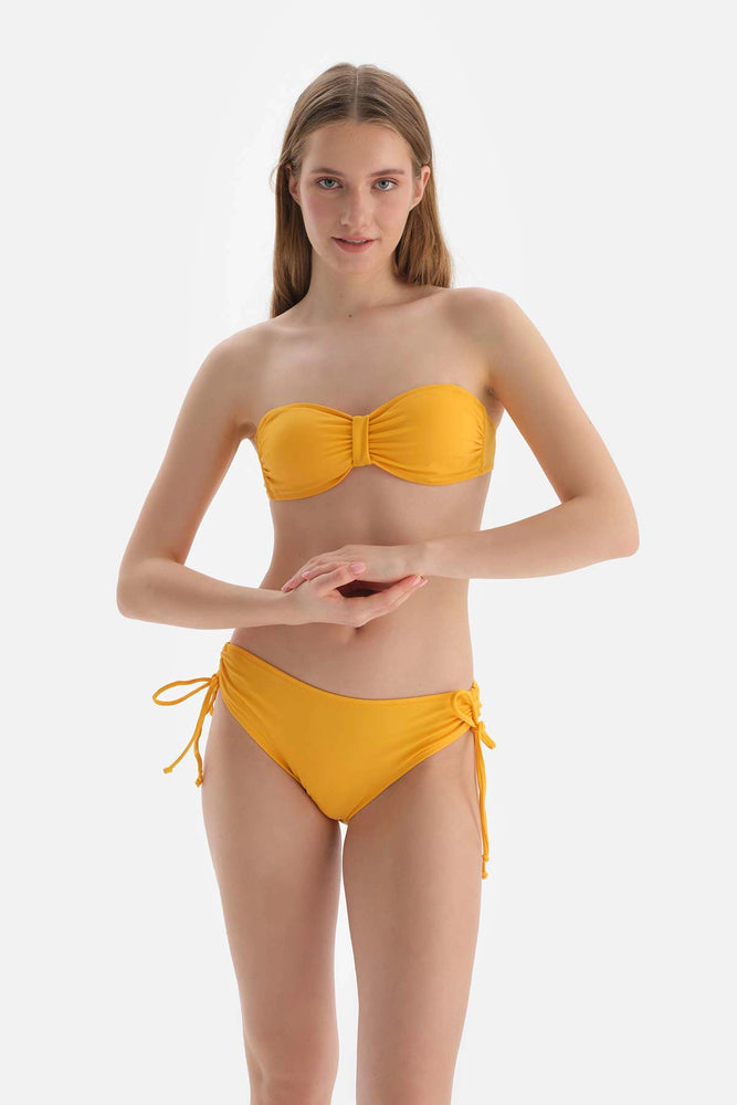 Sarı Yanı Büzgülü Bikini Altı