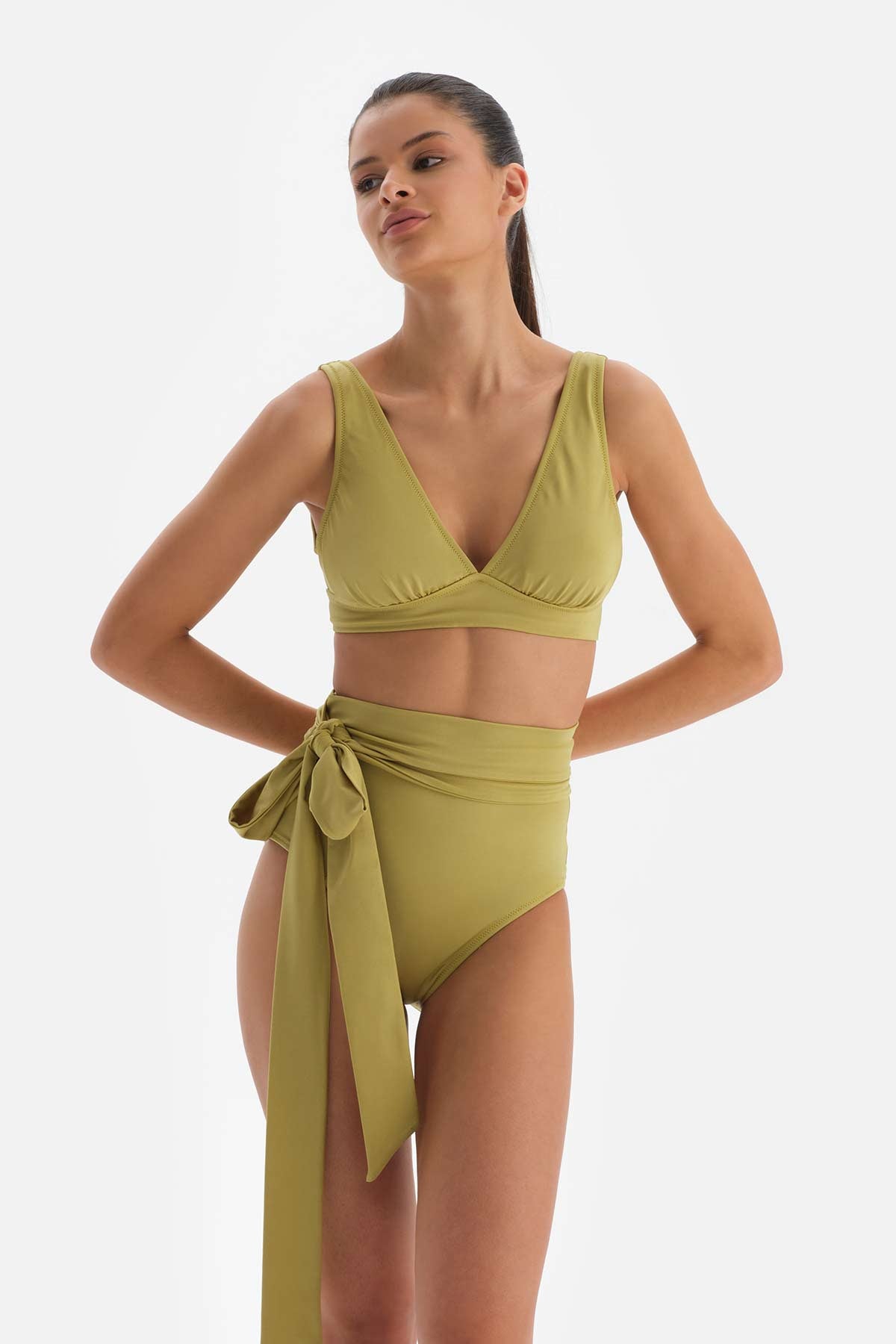 Fıstık Yeşili Yüksek Bel Bikini Altı