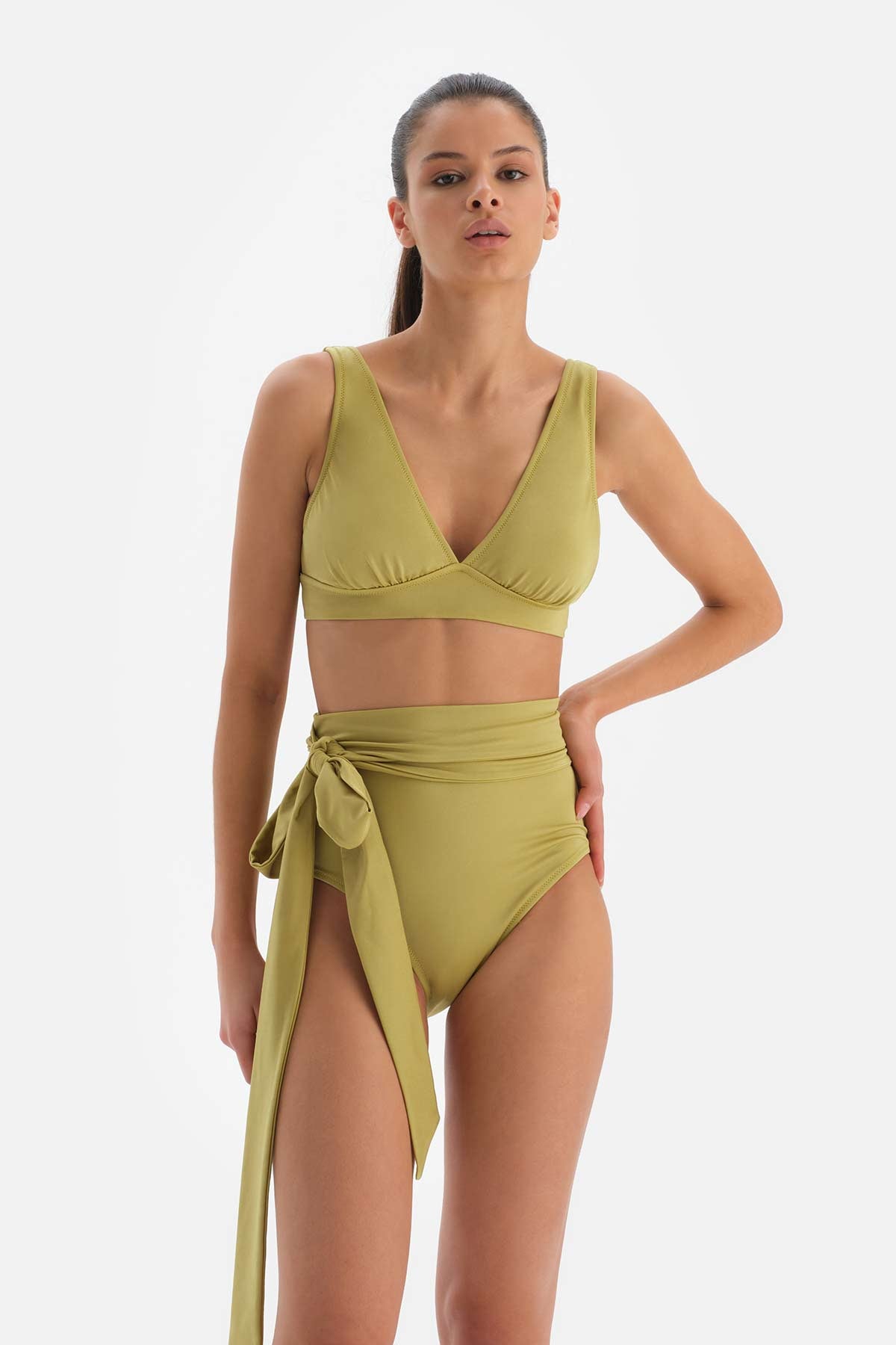 Fıstık Yeşili Yüksek Bel Bikini Altı