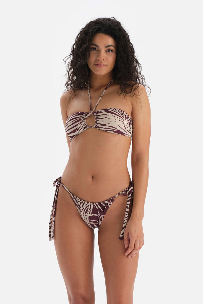 Bordo-Ekru Brazilian Bikini Altı