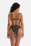 Siyah Leopar Detaylı Normal Bel Bikini Altı