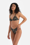 Siyah Leopar Detaylı Normal Bel Bikini Altı