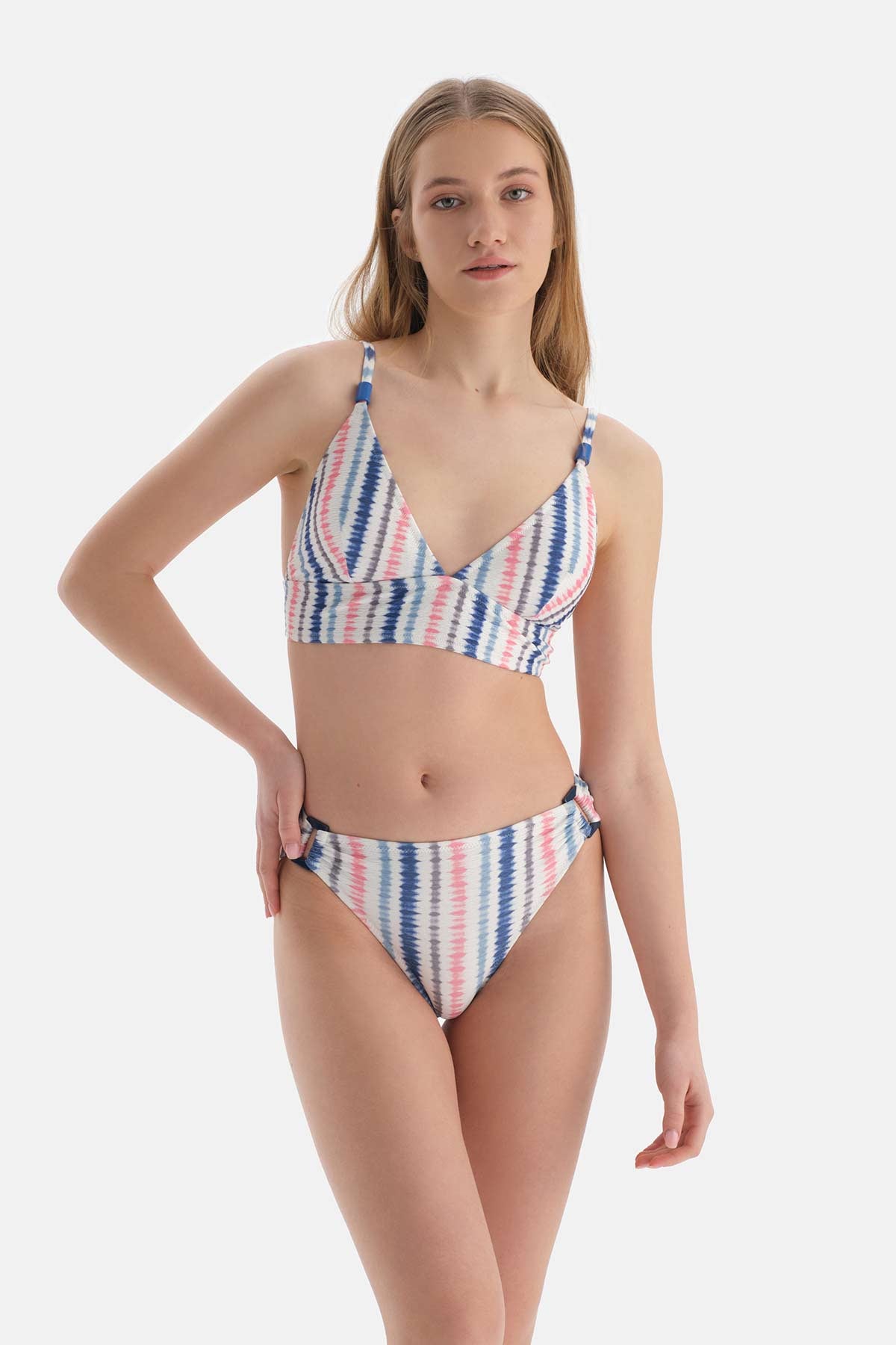 Pembe-Mavi Bralet Bikini Üstü