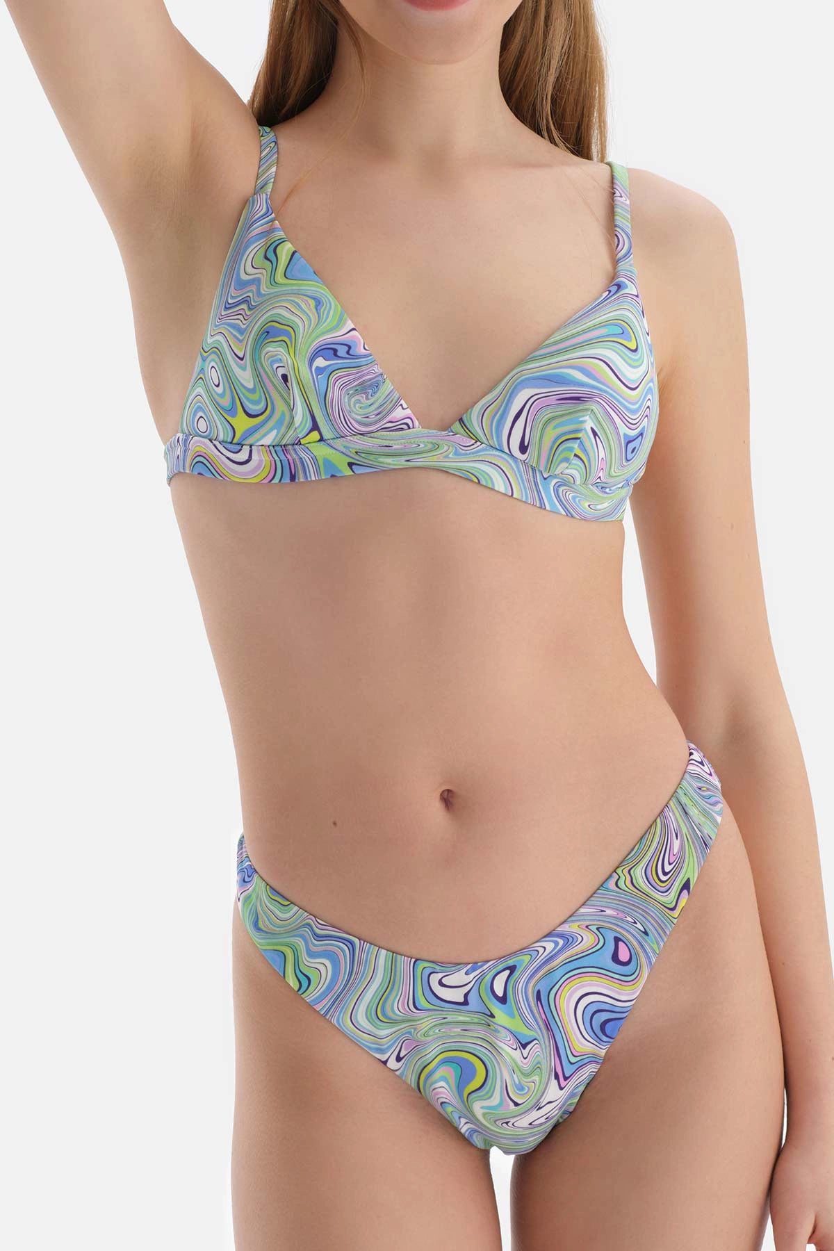 Lila - Yeşil Üçgen Küçük Bikini Üstü