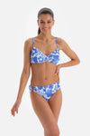 Mavi - Beyaz Toparlayıcı Balenli Bikini Üstü