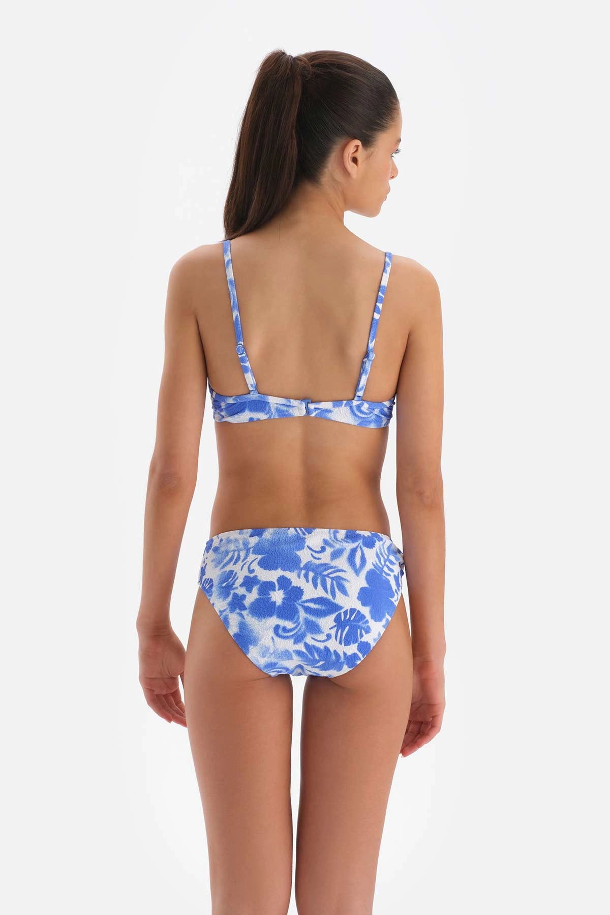Mavi - Beyaz Toparlayıcı Balenli Bikini Üstü