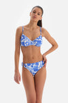 Mavi - Beyaz Toparlayıcı Balenli Bikini Üstü