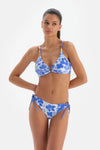 Mavi - Beyaz Toparlayıcı Üçgen Geniş Bikini Üstü