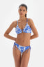 Mavi - Beyaz Toparlayıcı Üçgen Geniş Bikini Üstü