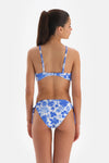 Mavi - Beyaz Toparlayıcı Üçgen Geniş Bikini Üstü