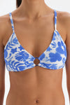 Mavi - Beyaz Toparlayıcı Üçgen Geniş Bikini Üstü