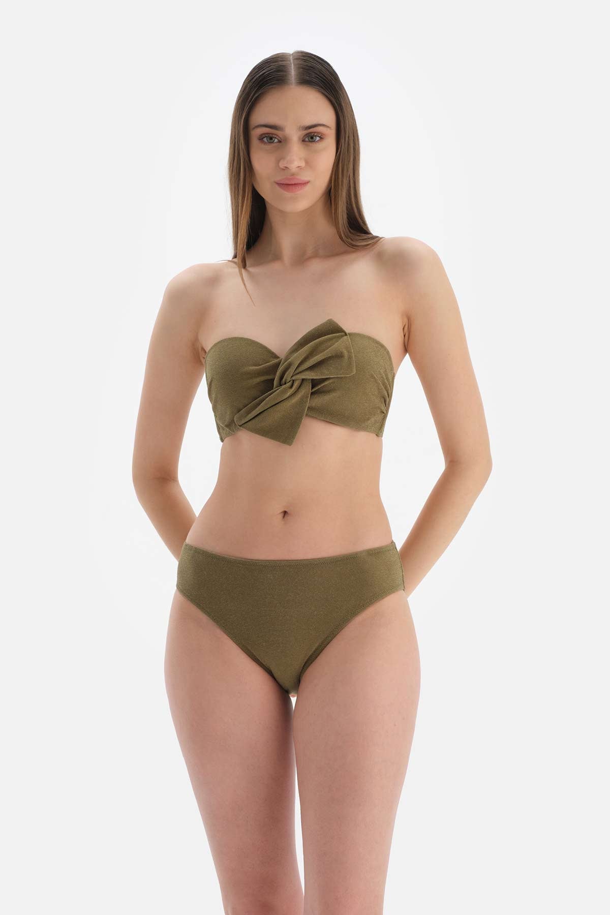 Yeşil Straplez Kaplı Bikini Üstü