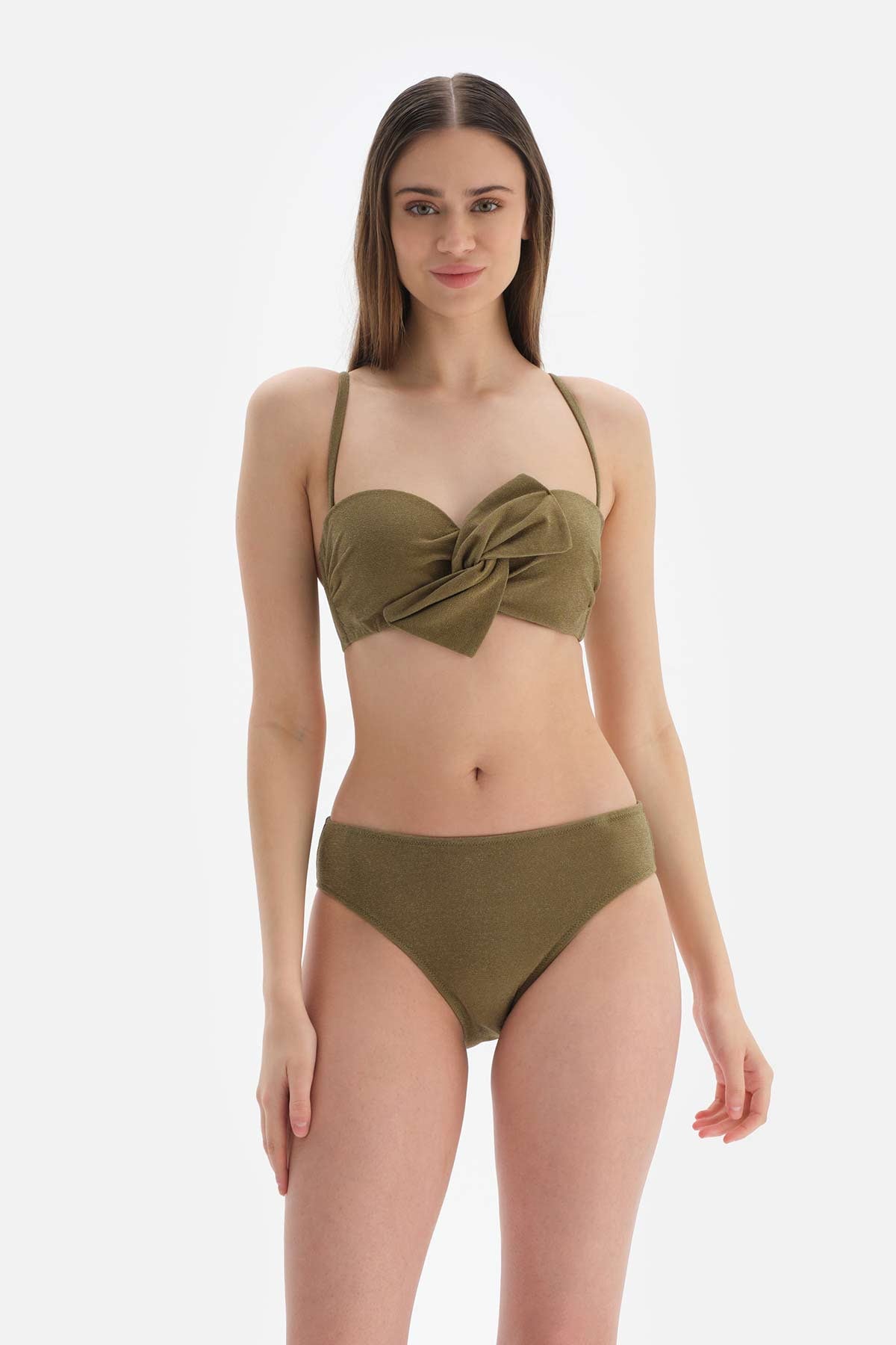 Yeşil Straplez Kaplı Bikini Üstü