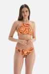 Kiremit Halter Yaka Bikini Üstü