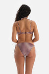 Bordo-Ekru Straplez Bikini Üst