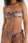 Bordo-Ekru Straplez Bikini Üstü