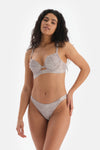 Bej Dolgulu Bikini Üstü