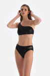 Siyah Tek Omuz Bikini Üstü
