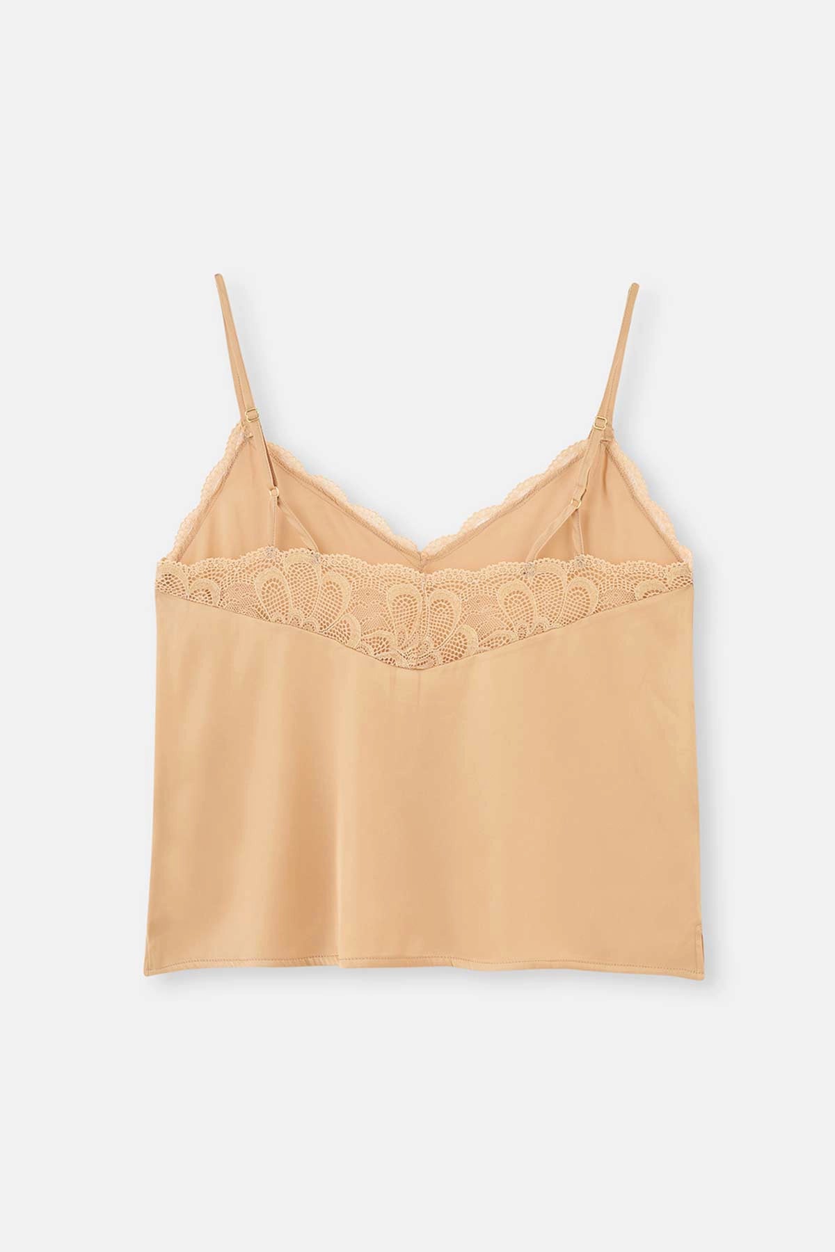 Bej Dantel Detaylı Camisole Takım