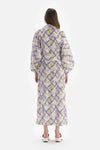 Yeşil - Mavi Keten Uzun Kimono
