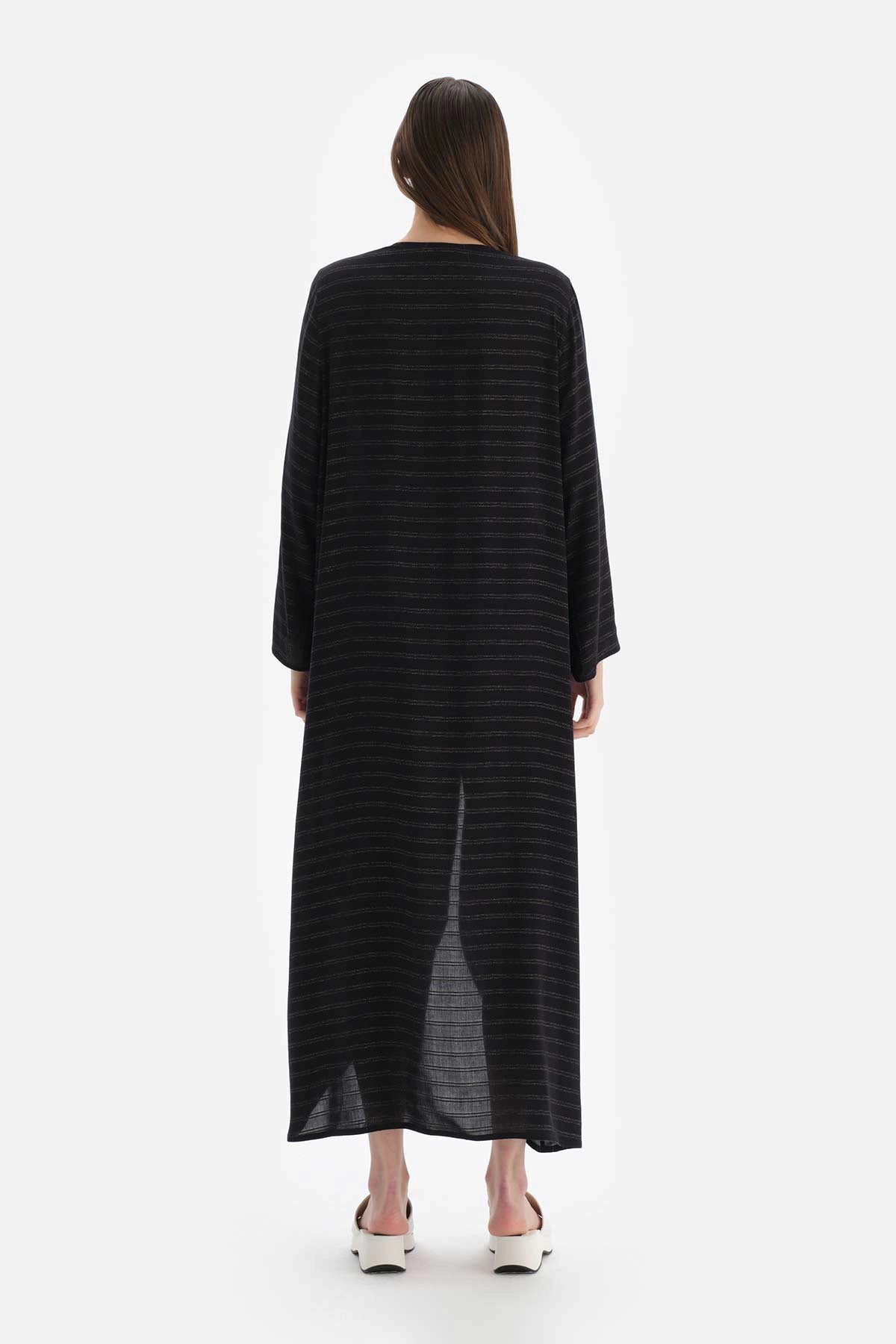 Siyah Uzun Kol Viskon Kimono