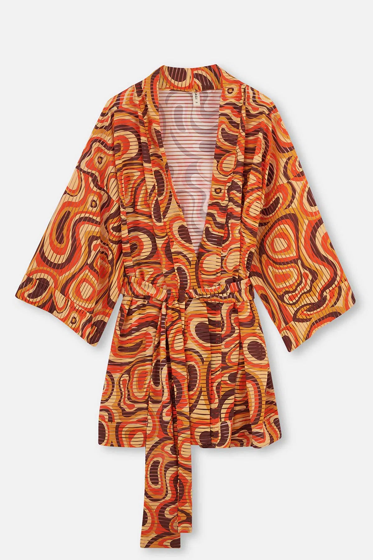 Kiremit - Turuncu Kısa Kimono