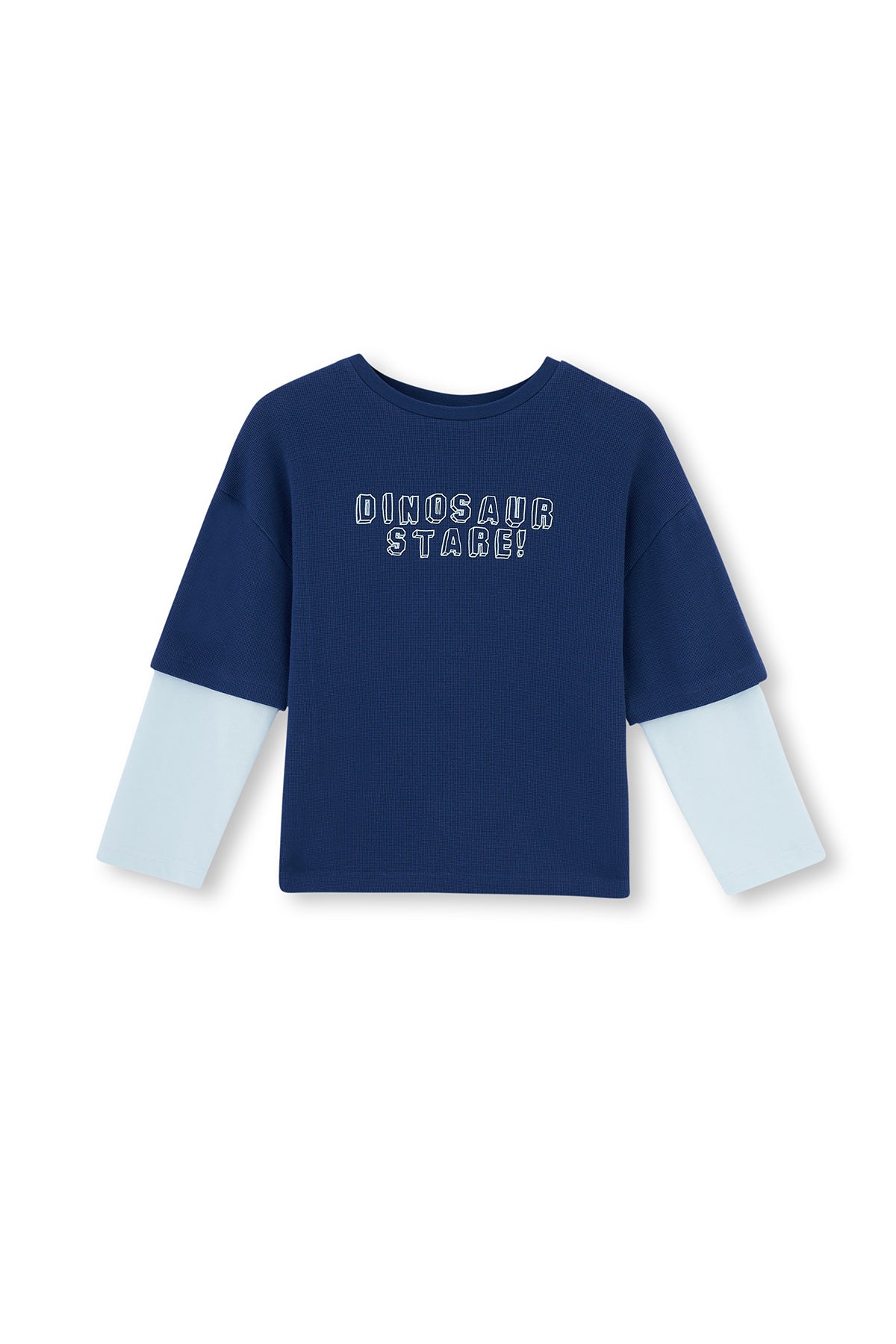 Lacivert Slogan Baskı Detaylı Uzun Kollu Pijama Takımı