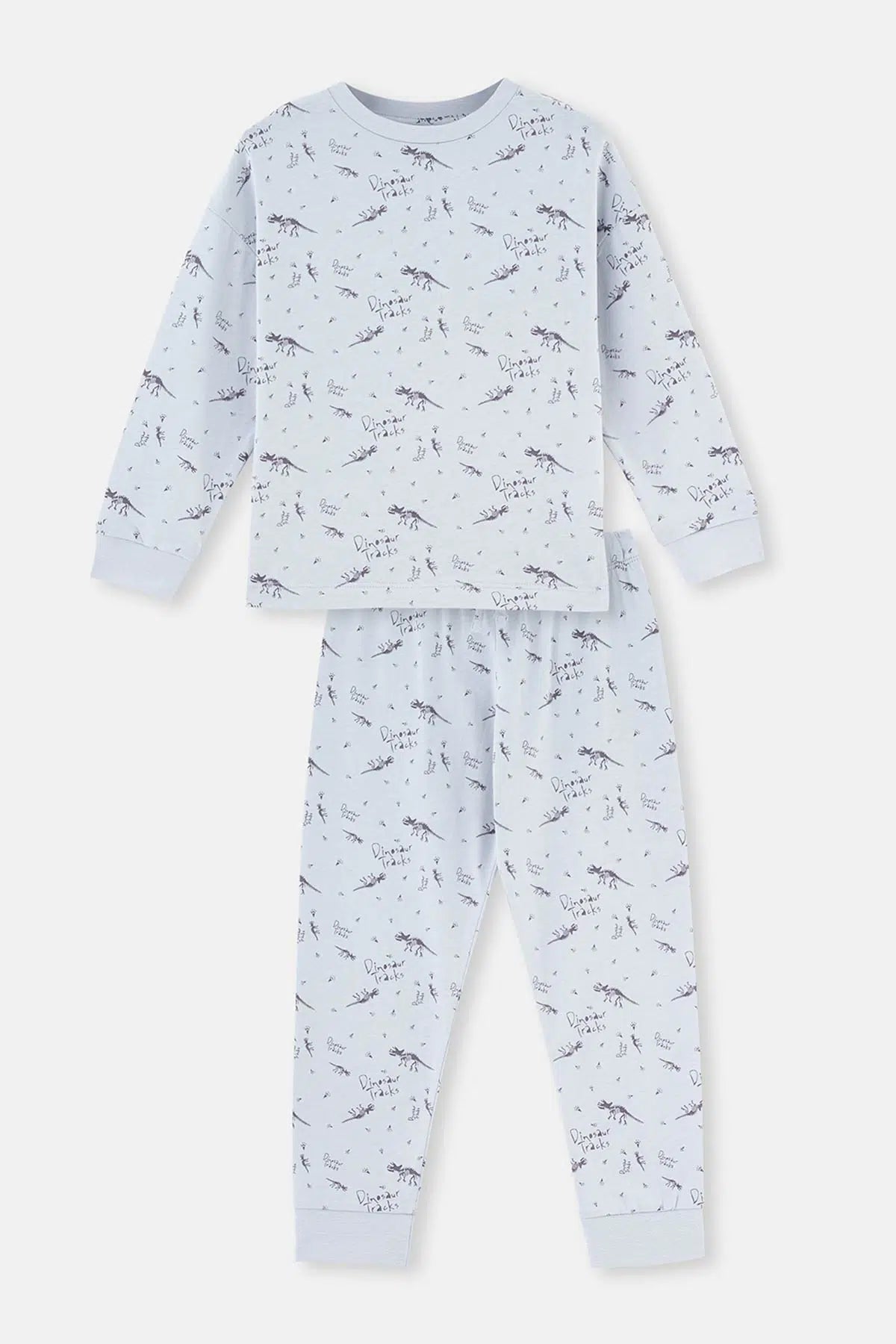 Mavi Dinozor Baskılı Uzun Kollu Pijama Takımı