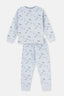 Mavi Dinozor Baskılı Uzun Kollu Pijama Takımı