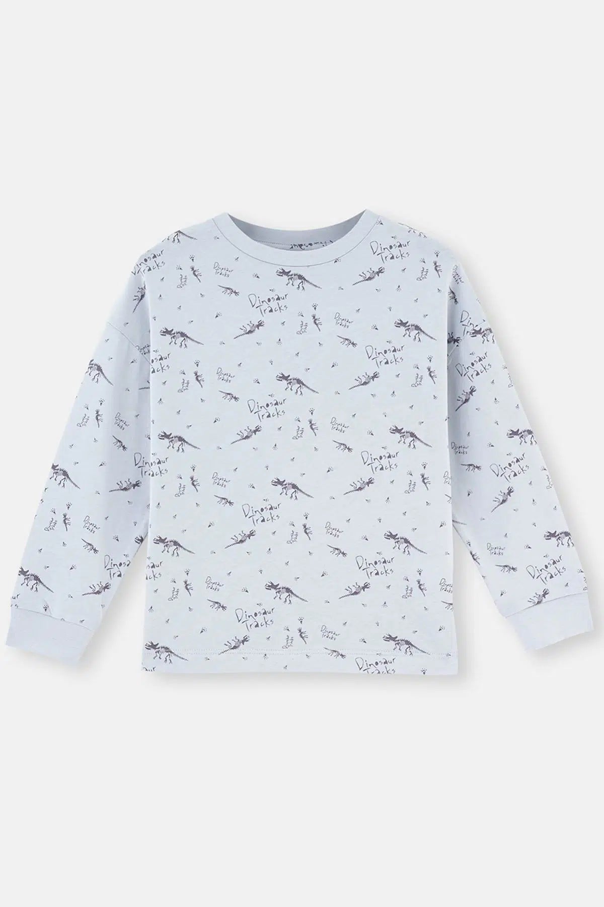 Mavi Dinozor Baskılı Uzun Kollu Pijama Takımı