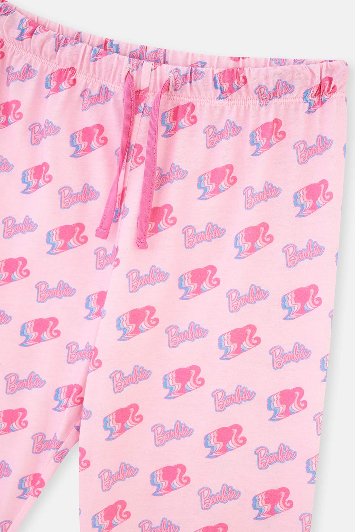 Pembe Barbıe Lisans Baskılı Uzun Kollu Pijama Takımı