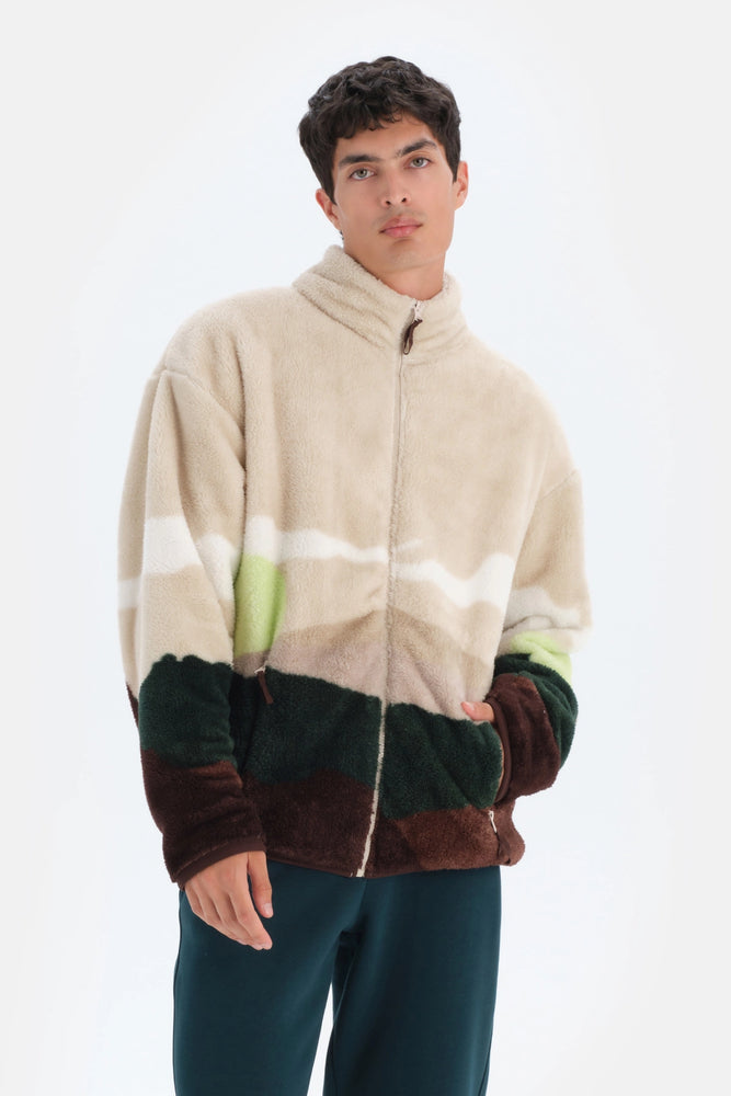 Multicolor Dagi Active Dağ Baskılı Polar Sweatshirt