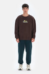 Koyu Kahve Dagi Active Dağ Baskılı Sweatshirt