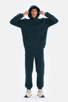 Koyu Yeşil Dagi Active Koyu Kapüşonlu Kol Garnili Sweatshirt