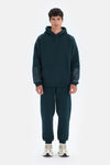 Koyu Yeşil Dagi Active Koyu Kapüşonlu Kol Garnili Sweatshirt