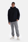 Lacivert Cep Detaylı Kapüşonlu Sweatshirt