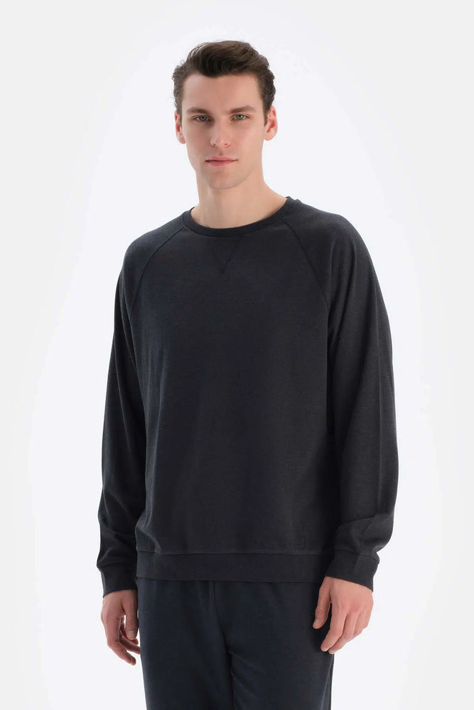 Füme Ribana Detaylı Bisiklet Yaka Everfresh Sweatshirt
