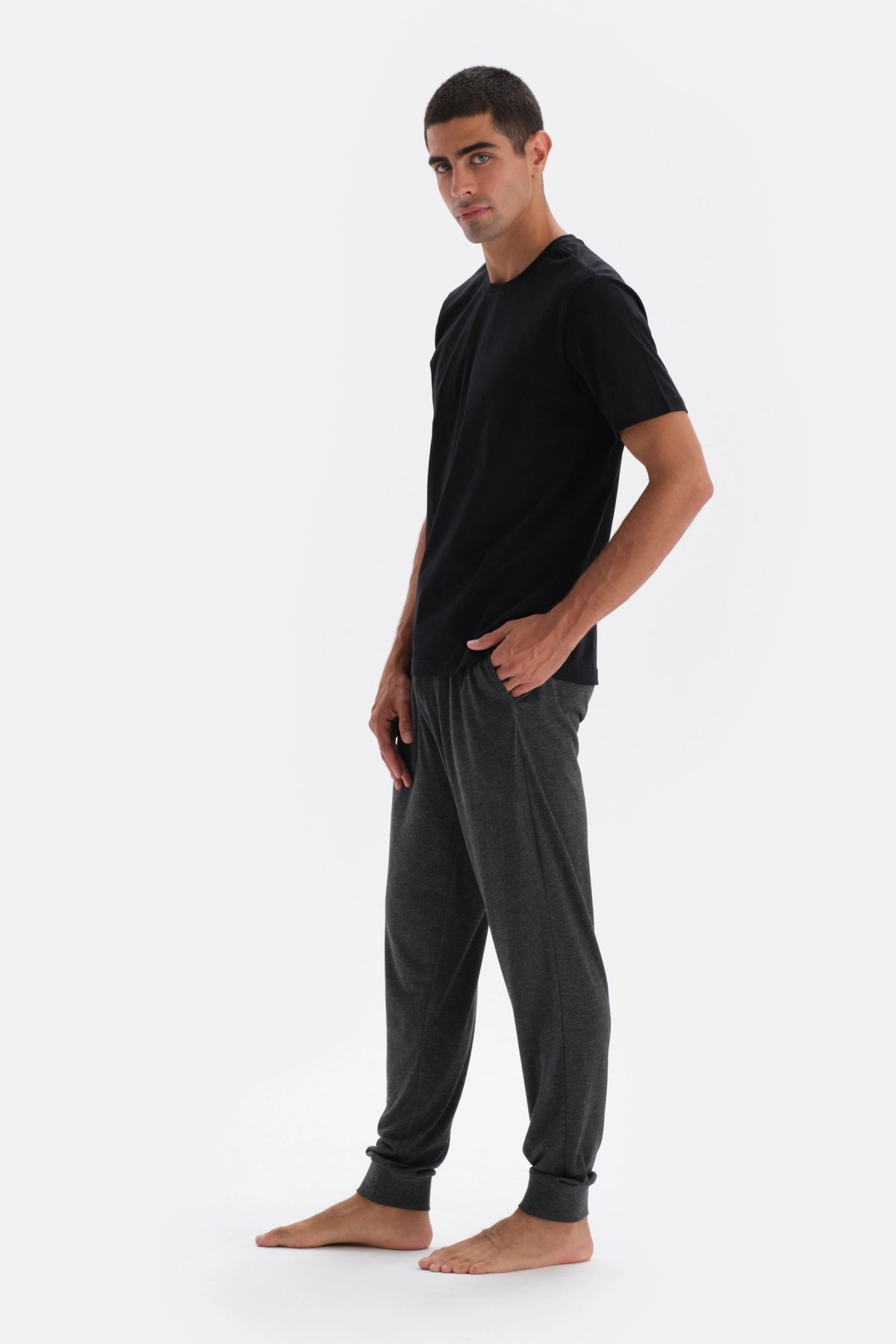 Antrasit Melanj Jogger Paça Örme Pijama Altı