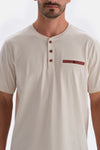 Ekru Yarım Patlı Cep Detaylı Modal Pijama Takımı